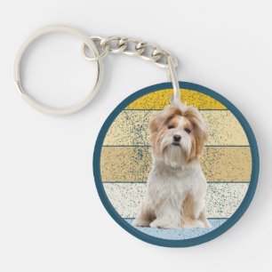 Süßer Shih Tzu Hund Retro Hintergrund Schlüsselanhänger