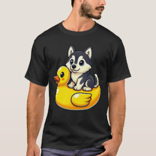 Süßer sibirischer Husky-Hund Gummiente T-Shirt