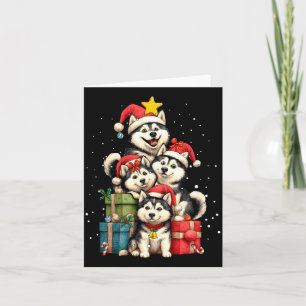 Süßer Sibirischer Husky Le Hund Weihnachtsbaum Xma Karte