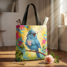 Süßer singender blauer Vogel Stylischer Tote | Süß Tasche