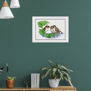 Süßer Singspatz, Vogel, Garten, Tier Natur Poster
