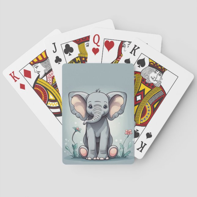 Süßer sitzender Elefant Spielkarten (Rückseite)