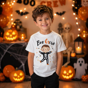 Süßer Skelett-Junge Boo Crew Halloween Kinder T-Shirt