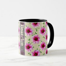 Süßer Sommer-botanische rosa Blume mit Namen Tasse