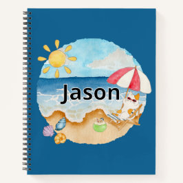 Süßer Sommer-Strand-Katzen-Personalisierter-Hardco Notizbuch