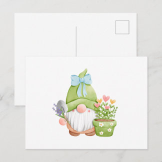 Süßer Sommergarten-Gnom mit Blumen Postkarte