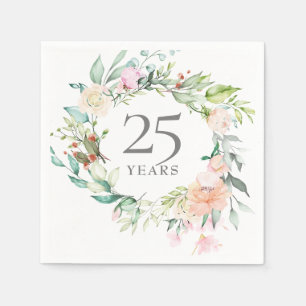 Süßer Sommerrosen-Girlande Silbernes Jubiläum Serviette