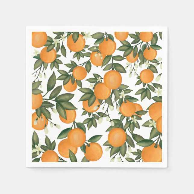 Süßer Sommerzitrus Botanische Orangen Grüne Serviette (Vorderseite)