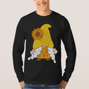 Süßer Sonnenblumen-Gnom Hippie-Design Gnome Blume T-Shirt