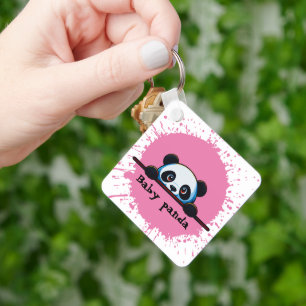 Süßer spähender Baby-Panda-Viereck-Schlüsselanhäng Schlüsselanhänger