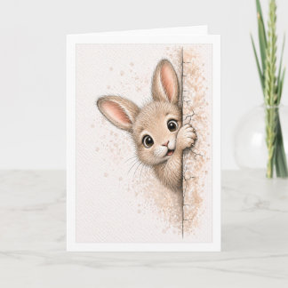 Süßer spähender Hase Blank Aquarell Kaninchen Karte