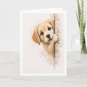 Süßer spähender Welpe Blank Aquarell Hund Karte