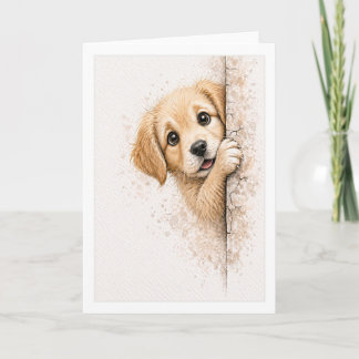 Süßer spähender Welpe Blank Aquarell Hund Karte