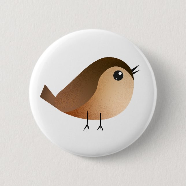 Süßer Spatzen-Vogel-Cartoon Button (Vorderseite)