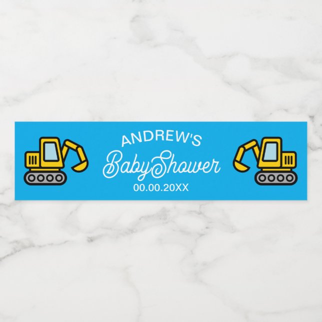 Süßer Spielzeugbagger Junge Baby Shower (Einzelnes Label)