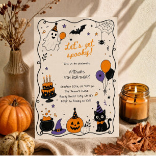 Süßer spooky Geist Katzen Kürbis Halloween Geburts Einladung