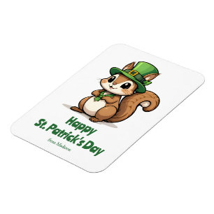Süßer St. Patrick's Day Eichhörnchen mit grüner Mü Magnet