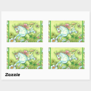 SÜßER ST. PATRICK'S DAY FLIEGENDER IRISCHER PONY, RECHTECKIGER AUFKLEBER