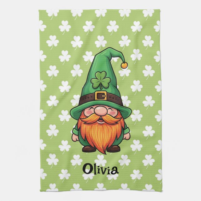 Süßer St. Patrick's Day Glücks-Kobold-Gnom  Geschirrtuch (Vertikal)