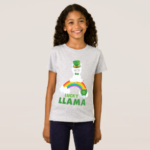 Süßer St. Patrick's Day Lama Regenbogen Gold T-Shirt