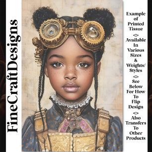 Süßer Steampunk Dunkle Haut Süße Mädchen AD2 Decou Seidenpapier
