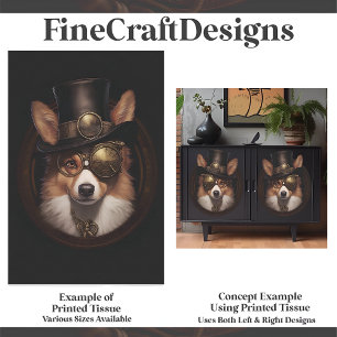 Süßer Steampunk Süßer Welsh Corgi Hund D5R Decoupa Seidenpapier