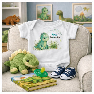 Süßer Stegosaurus-Baby-Junge brüllt Baby Strampler