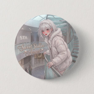 Süßer Stellar Engel: Anime-Mädchen mit silbernen H Button