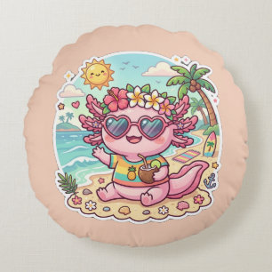 Süßer Strand Axolotl Sommerurlaub Rundkissen Rundes Kissen