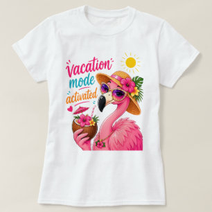 Süßer Strandurlaub-Modus rosa Flamingo T-Shirt