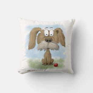 Süßer struppiger Hund Cartoon mit Ball Kissen