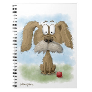 Süßer struppiger Hund Cartoon mit Ball Notizblock