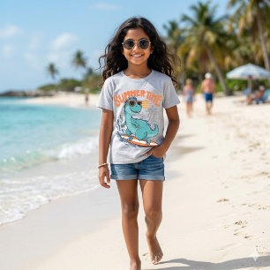Süßer surfenender Dinosaurier Sommerferien T-Shirt