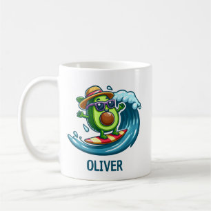 Süßer Surfer-Avocado trifft auf die Wellen Persona Kaffeetasse