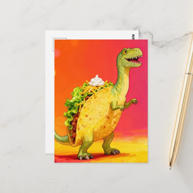 Süßer Taco Dino Postkarte (Vorderseite/Rückseite Beispiel)