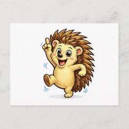 Süßer tanzender Igel Cartoon | Lustiger Wald Ani Postkarte