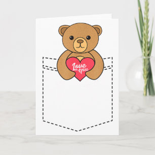Süßer Taschenteddybär umarmt Herz - 2020 Valent Karte