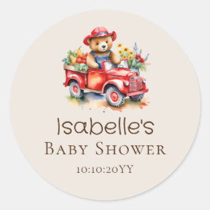 Süßer Teddy Aus Lokalem Anbau Babyparty Rote Picku Runder Aufkleber