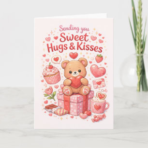 Süßer Teddy Bär Süße Umarmungen & Küsse Grußkarte Karte