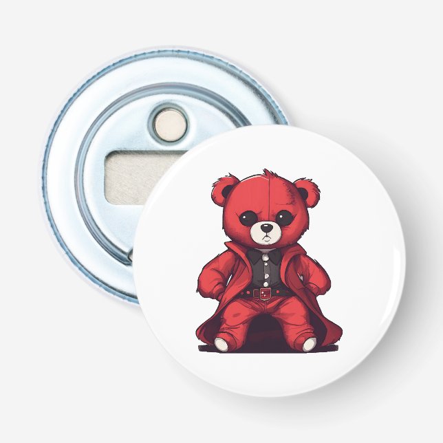 Süßer Teddy roter Junge Flaschenöffner (Vorderseite)