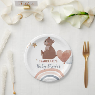Süßer Teddybär African american Jungen Babyparty Pappteller