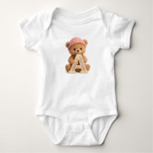 Süßer Teddybär Anfangsbuchstabe A Baby-Mädchen-Bod