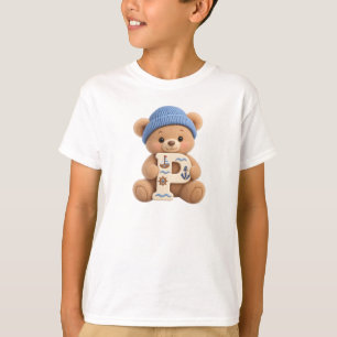 Süßer Teddybär Anfangsbuchstabe P Segler Jungen T- T-Shirt