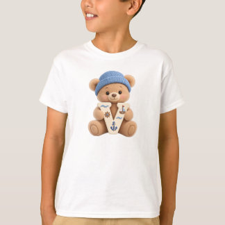 Süßer Teddybär Anfangsbuchstabe V Segler Jungen T- T-Shirt