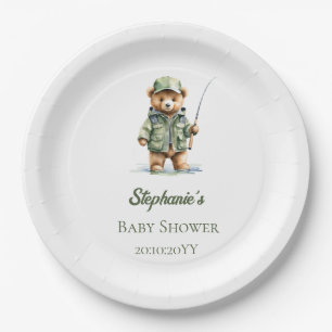 Süßer Teddybär-Angler Oh Junge Baby-Party Pappteller
