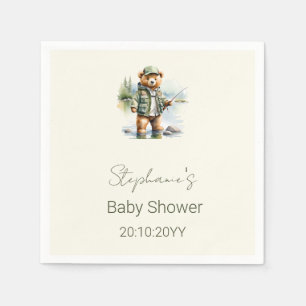 Süßer Teddybär-Angler zieht aufgeregt bei Baby Sho Serviette
