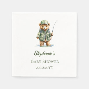 Süßer Teddybär-Angler zieht aufgeregt bei Baby Sho Serviette
