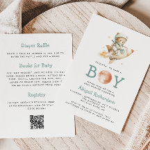 Süßer Teddybär-Astronaut QR-Code Jungen-Baby-Party