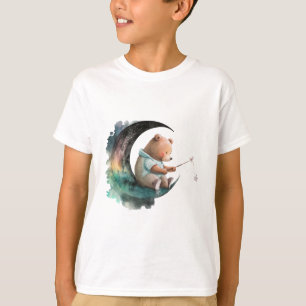 Süßer Teddybär auf dem Mond, Plüsch-Cartoon-Bär T-Shirt