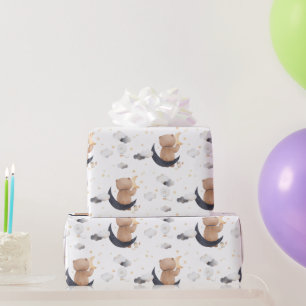 Süßer Teddybär auf mondweiß für Kinder Geschenkpapier